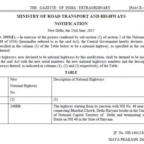 Dwarka expressway gets National Highway status